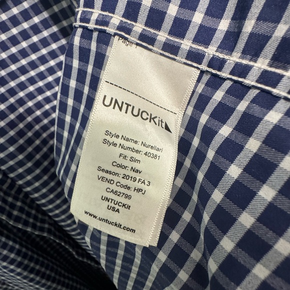 Untuckit Shirt‎ | Men's Blue/white Gingham Plaid Button Up Large Great Condition - Picture 7 of 12